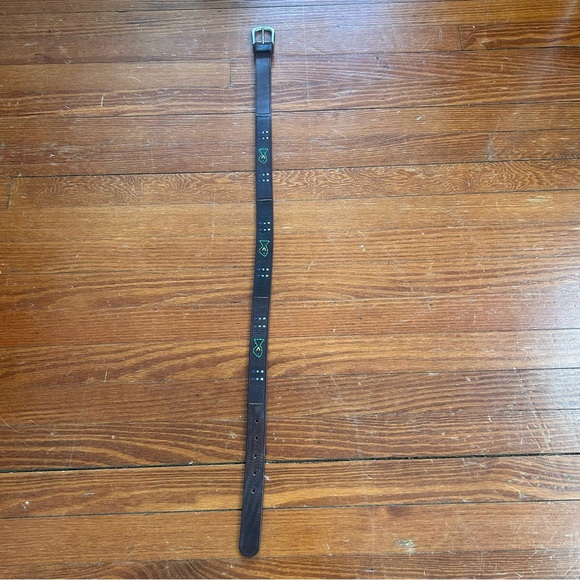 Leather hand tooled Brown belt with fish design Medium - Picture 8 of 11